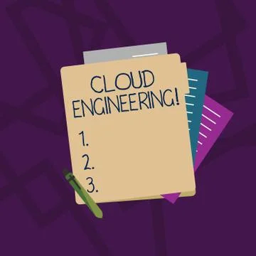 Handwriting text Cloud Engineering. Concept meaning application of engineering Stock Illustration