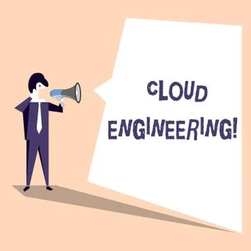 Handwriting text Cloud Engineering. Concept meaning application of engineering Stock Illustration