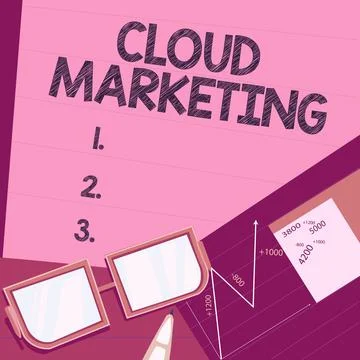 Handwriting text Cloud MarketingThe process of an organisation to market their Stock Illustration