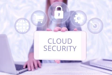 Handwriting text Cloud Security. Business showcase Imposing a secured system of 스톡 사진