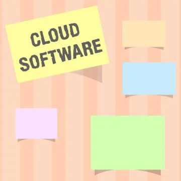 Handwriting text Cloud Software. Concept meaning Programs used in Storing 库存插图