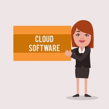 Handwriting text Cloud Software. Concept meaning Programs used in Storing Stock Illustration