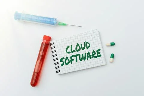 Handwriting text Cloud Software. Conceptual photo Programs used in Storing 스톡 사진