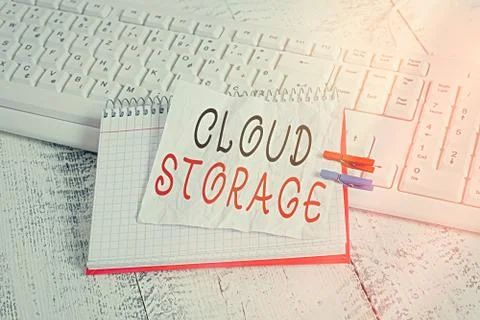 Handwriting text Cloud Storage. Concept meaning computing connect devices to Foto stock
