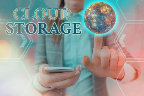 Handwriting text Cloud Storage. Concept meaning computing connect devices to 스톡 사진