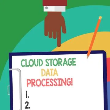 Handwriting text Cloud Storage Data Processing. Concept meaning Modern online Stock Illustration