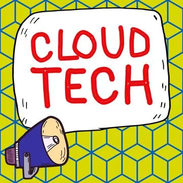 Handwriting text Cloud Tech. Internet Concept storing and accessing data and Illustrazione stock