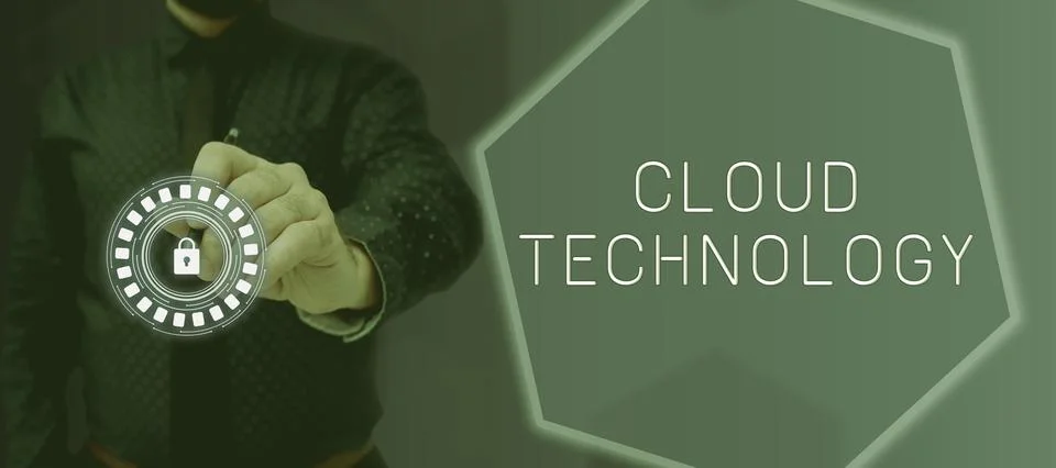 Handwriting text Cloud Technologystoring and accessing data and programs over Foto stock