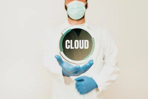 Handwriting text Cloud. Word Written on anything that involves delivering hosted Foto stock