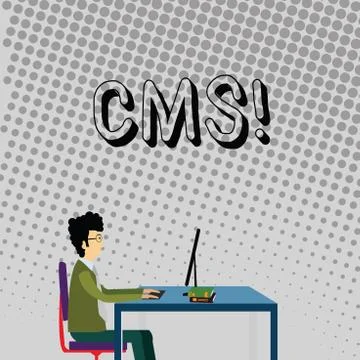 Handwriting text Cms. Concept meaning Content Management System supports Illustrazione stock