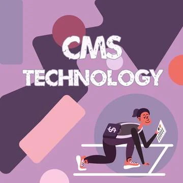 Handwriting text Cms Technology. Business concept programs that are used to 库存插图