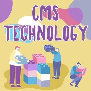 Handwriting text Cms Technology. Concept meaning programs that are used to Stock Illustration