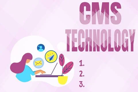 Handwriting text Cms Technology. Word for programs that are used to create and Stock Illustration