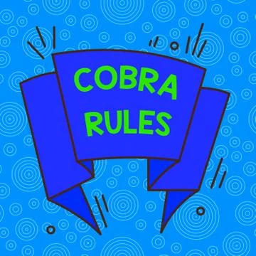 Handwriting text Cobra Rules. Concept meaning continuing group health insurance イラスト素材