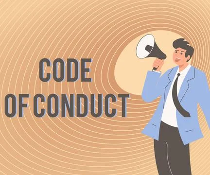 Handwriting text Code Of Conduct. Business overview set of principles are ethics Stock Illustration