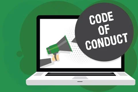 Handwriting text Code Of Conduct. Concept meaning Ethics rules moral codes Stock Illustration