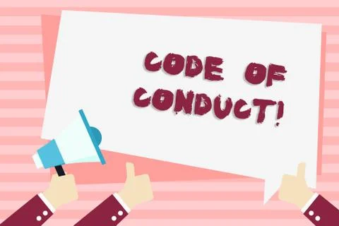 Handwriting text Code Of Conduct. Concept meaning Follow principles and stand Stock Illustration