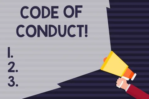Handwriting text Code Of Conduct. Concept meaning Follow principles and stand 스톡 일러스트