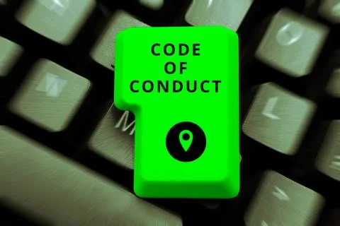 Handwriting text Code Of Conduct. Concept meaning Ethics rules moral codes 写真素材