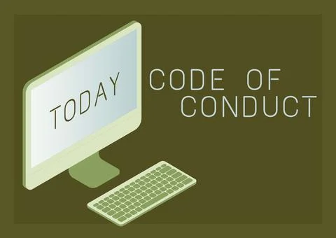 Handwriting text Code Of Conduct. Internet Concept set of principles are ethics Illustrazione stock