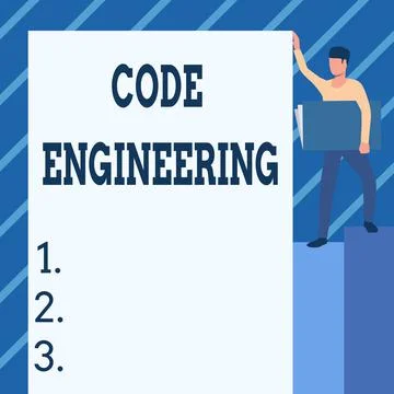 Handwriting text Code Engineering. Concept meaning application of engineering to Stock Illustration