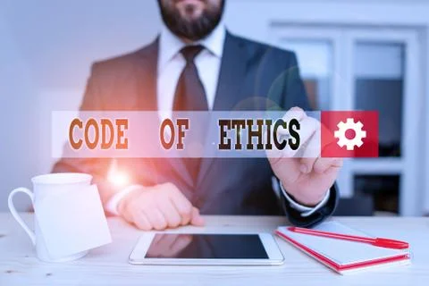 Handwriting text Code Of Ethics. Concept meaning basic guide for professional 写真素材