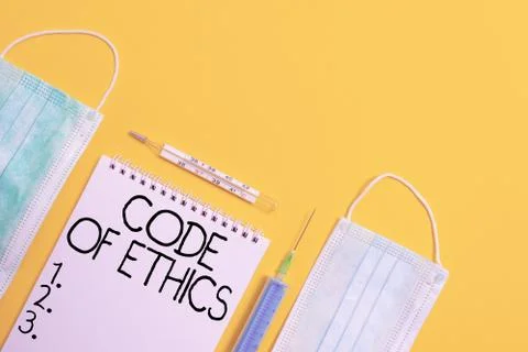 Handwriting text Code Of Ethics. Concept meaning basic guide for professional 写真素材