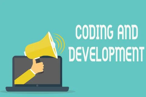 Handwriting text Coding And Development. Concept meaning Programming Building Stock Illustration