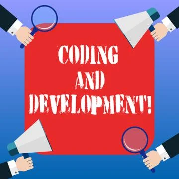 Handwriting text Coding And Development. Concept meaning To program or create a Stock Illustration
