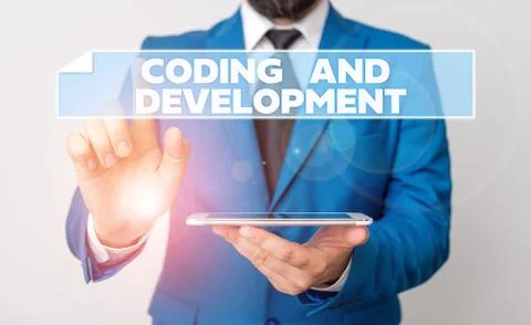 Handwriting text Coding And Development. Concept meaning Programming Building Stock Photos