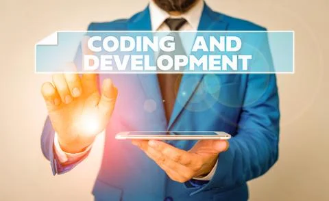 Handwriting text Coding And Development. Concept meaning Programming Building Stock Photos