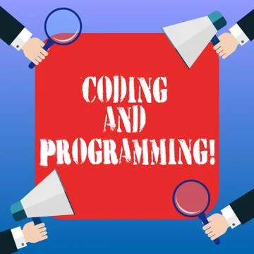 Handwriting text Coding And Programming. Concept meaning Design and build an Stockillustratie