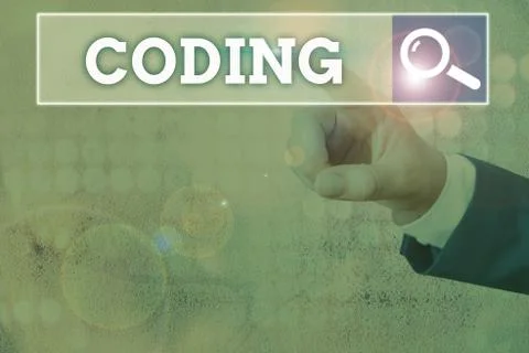 Handwriting text Coding. Concept meaning assigning code to something for Stockfoto's