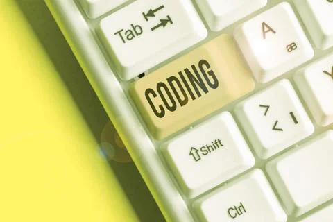 Handwriting text Coding. Concept meaning assigning code to something for Stockfoto's