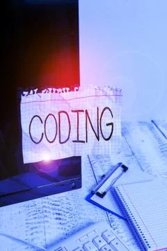 Handwriting text Coding. Concept meaning assigning code to something for 写真素材