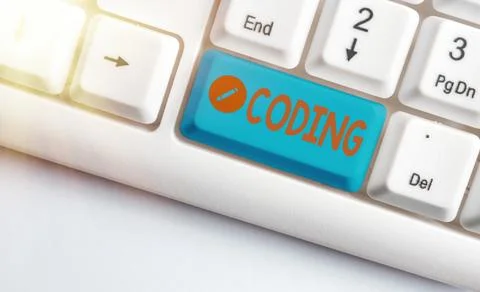 Handwriting text Coding. Concept meaning assigning code to something for Stockfoto's