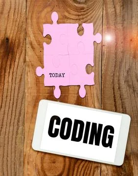 Handwriting text Coding. Conceptual photo assigning code to something for Stockfoto's