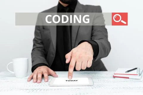 Handwriting text Coding. Conceptual photo assigning code to something for Stock Photos