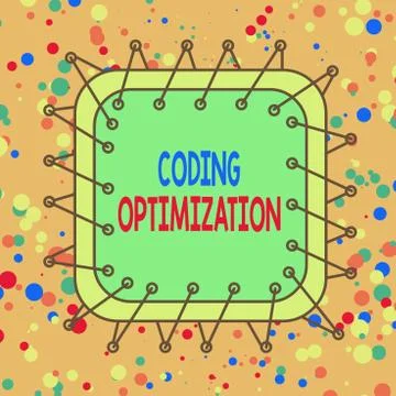 Handwriting text Coding Optimization. Concept meaning method of code Stock Illustration