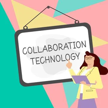 Handwriting text Collaboration Technology. Internet Concept joint efforts work Stock Illustration