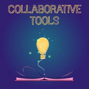 Handwriting text Collaborative Tools. Concept meaning Private Social Network to Stock Illustration