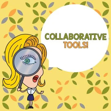 Handwriting text Collaborative Tools. Concept meaning Private Social Network to Ilustración de archivo