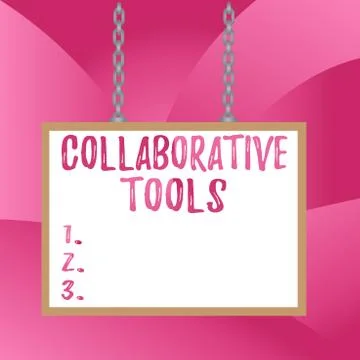 Handwriting text Collaborative Tools. Concept meaning Private Social Network to Ilustración de archivo