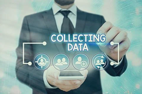 Handwriting text Collecting Data. Concept meaning Gathering and measuring Foto stock