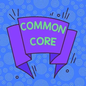 Handwriting text Common Core. Concept meaning set of academic standards in Illustrazione stock