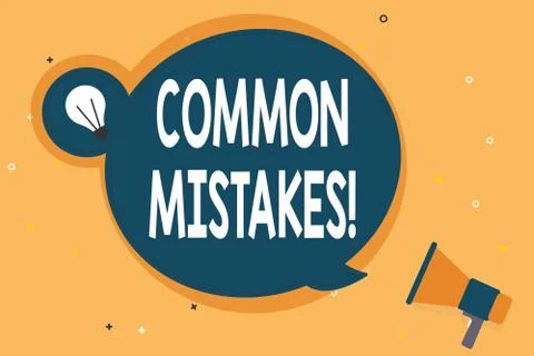Handwriting text COMMON MISTAKES. Concept meaning Prevalent error and issues Stock Illustration