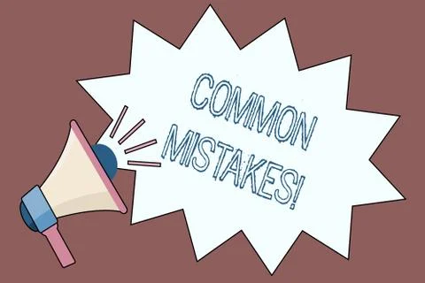 Handwriting text COMMON MISTAKES. Concept meaning Prevalent error and issues Stock Illustration