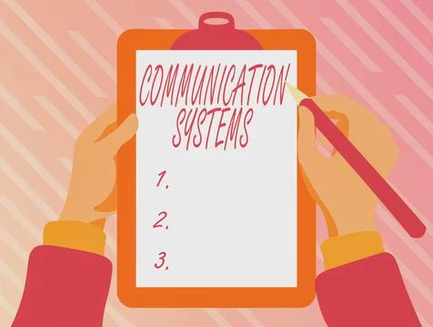 Handwriting text Communication Systems. Word for Flow of Information use of Stock Illustration