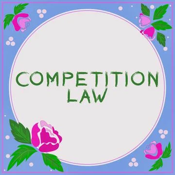 Handwriting text Competition Law. Internet Concept regulating the monopoly and Stock Illustration
