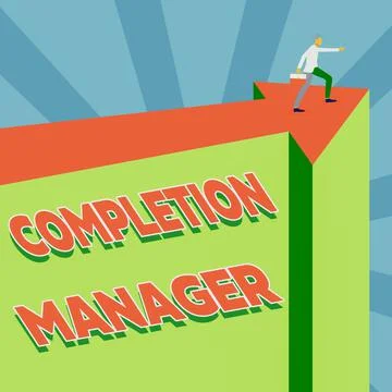 Handwriting text Completion Manager. Business overview oversees all aspects of Stock Illustration